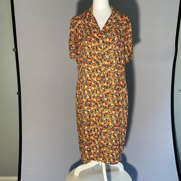 Vintage Bob Mackie Studio Silk Abstract Print Dress Size 12 - Picture 4 of 16